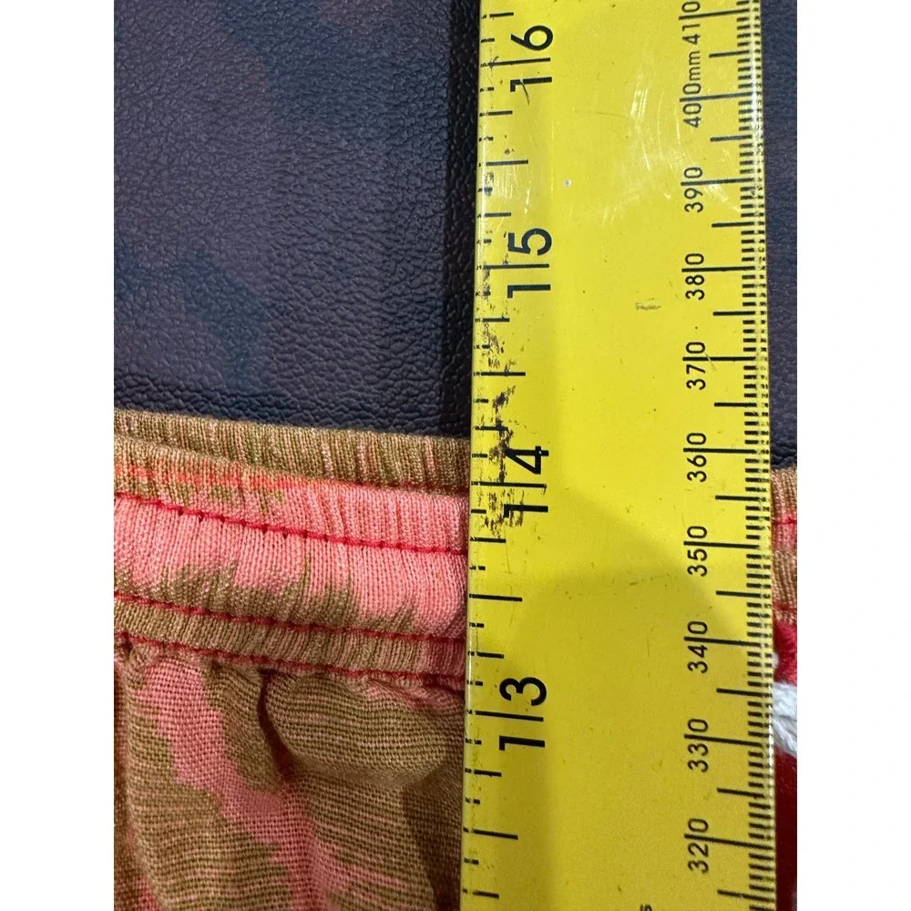 Free People Sunset Floral Wide Leg Pants Orange Red Cotton Linen Blend Medium
